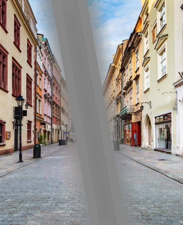 Una cortina gris en movimiento en medio del campo de visión